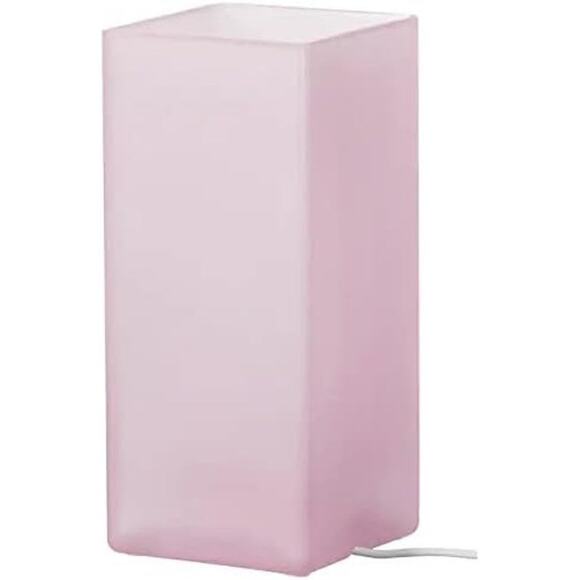 IKEA GRONO Lamp Desk Table Cube Pink Frosted Glass Nightlight 8" Modern - Picture 1 of 5